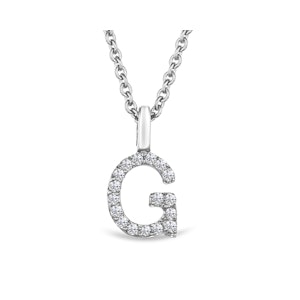 Love  Letter Initial  G Lab Diamond Necklace set in 9K White Gold