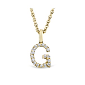 Love  Letter Initial  G Lab Diamond Necklace set in 9K Yellow Gold