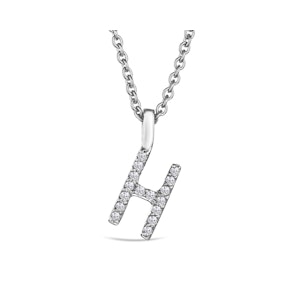 Love  Letter Initial  H Lab Diamond Necklace set in 9K White Gold