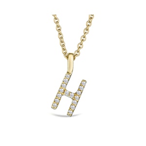 Love  Letter Initial  H Lab Diamond Necklace set in 9K Yellow Gold