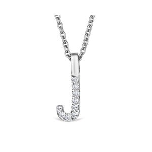 Love  Letter Initial  J Lab Diamond Necklace set in 9K White Gold