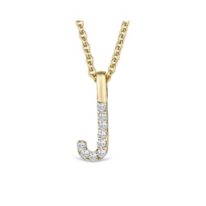 Love  Letter Initial  J Lab Diamond Necklace set in 9K Yellow Gold