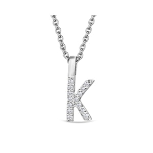 Love  Letter Initial  K Lab Diamond Necklace set in 9K White Gold