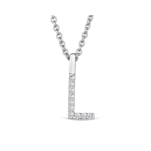 Love  Letter Initial  L Lab Diamond Necklace set in 9K White Gold