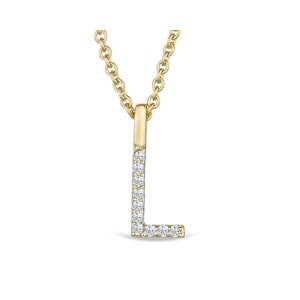 Love  Letter Initial  L Lab Diamond Necklace set in 9K Yellow Gold