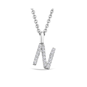 Love  Letter Initial  N Lab Diamond Necklace set in 9K White Gold