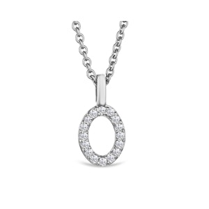Love  Letter Initial  O Lab Diamond Necklace set in 9K White Gold