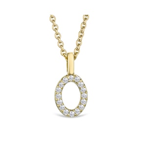 Love  Letter Initial  O Lab Diamond Necklace set in 9K Yellow Gold