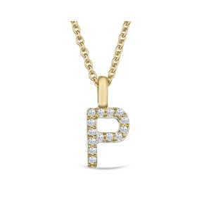 Love  Letter Initial  P Lab Diamond Necklace set in 9K Yellow Gold
