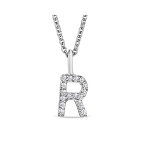 Love  Letter Initial  R Lab Diamond Necklace set in 9K White Gold