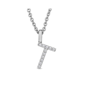 Love  Letter Initial  T Lab Diamond Necklace set in 9K White Gold