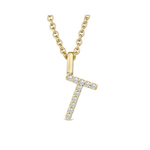 Love  Letter Initial  T Lab Diamond Necklace set in 9K Yellow Gold