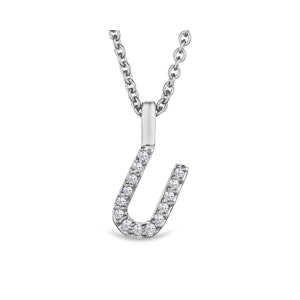 Love  Letter Initial  U Lab Diamond Necklace set in 9K White Gold
