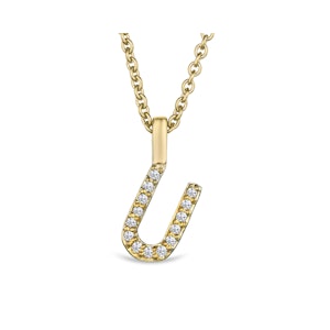 Love  Letter Initial  U Lab Diamond Necklace set in 9K Yellow Gold