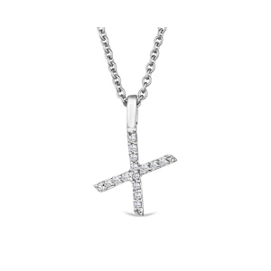 Love  Letter Initial  X Lab Diamond Necklace set in 9K White Gold