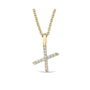 Love  Letter Initial  X Lab Diamond Necklace set in 9K Yellow Gold