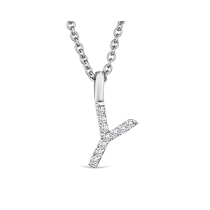 Love  Letter Initial  Y Lab Diamond Necklace set in 9K White Gold