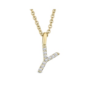Love  Letter Initial  Y Lab Diamond Necklace set in 9K Yellow Gold