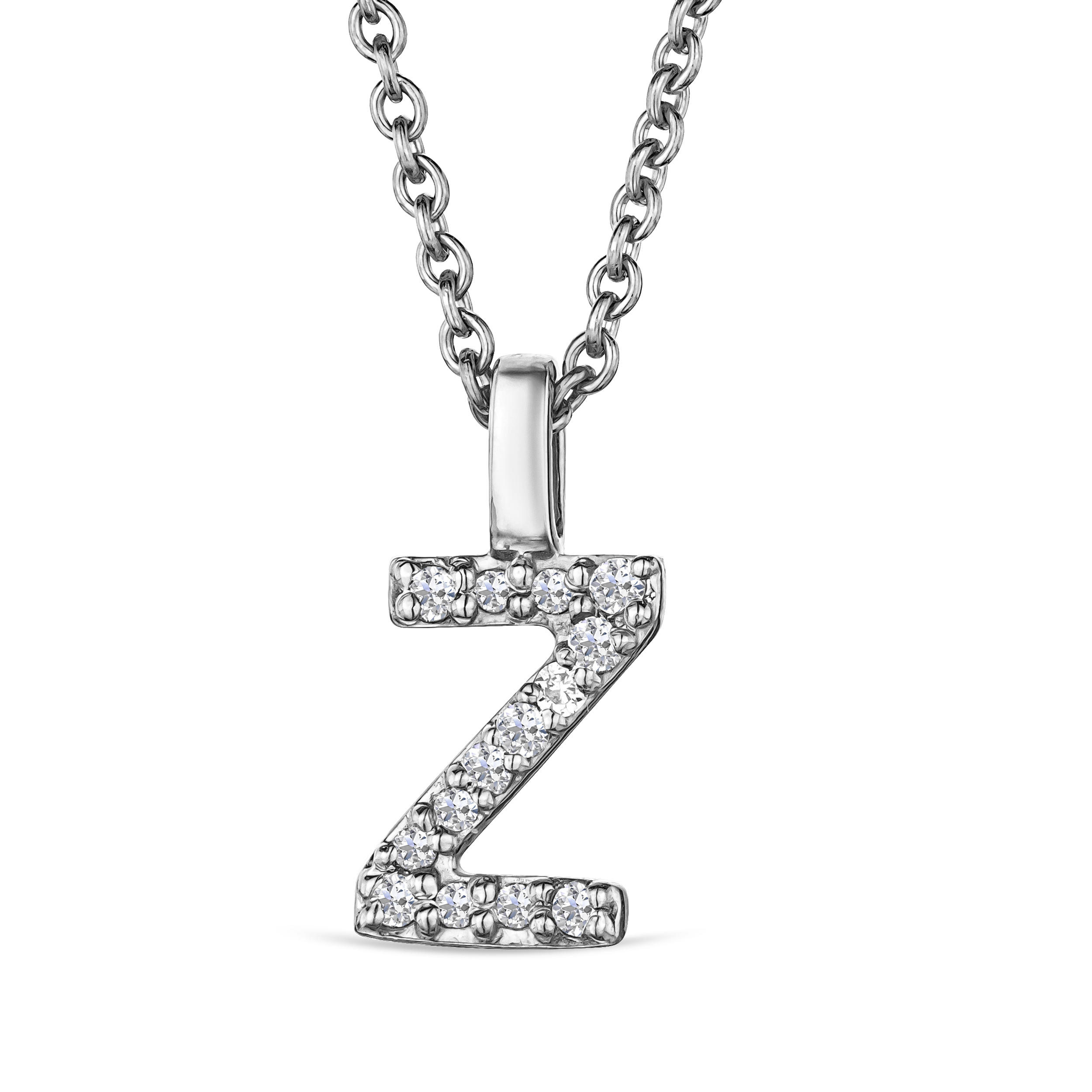 Love Letter Initial Z Lab Diamond Necklace set in 9K White Gold