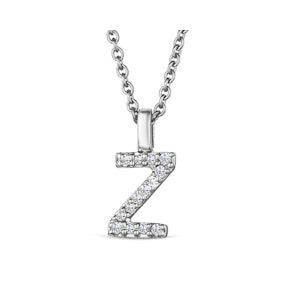 Love  Letter Initial  Z Lab Diamond Necklace set in 9K White Gold