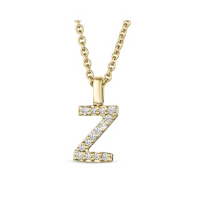 Love  Letter Initial  Z Lab Diamond Necklace set in 9K Yellow Gold