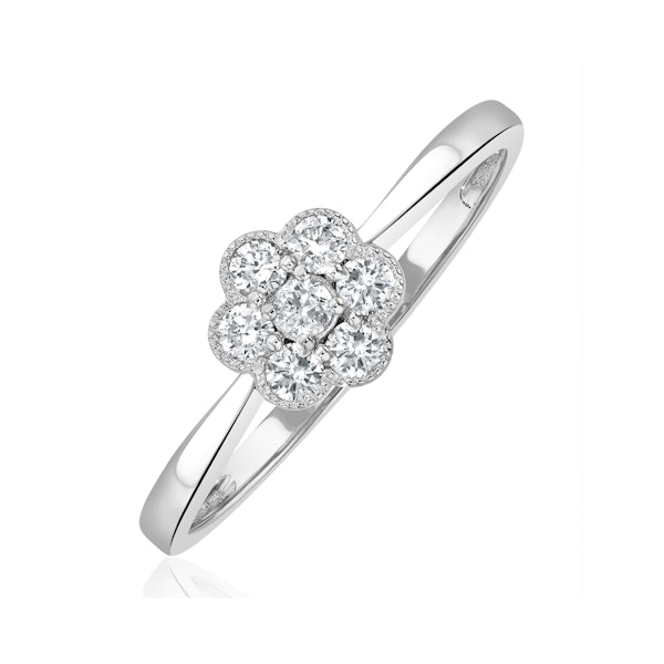 Lab Diamond Flower Ring 0.25ct H/Si in 9K White Gold - Image 1