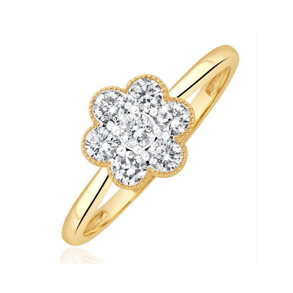 Lab Diamond Flower Ring 0.50ct H/Si in 9K Gold - Image 1