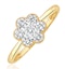 Lab Diamond Flower Ring 0.50ct H/Si in 9K Gold - image 1