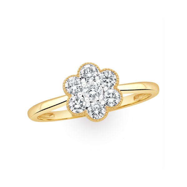 Lab Diamond Flower Ring 0.50ct H/Si in 9K Gold - Image 3