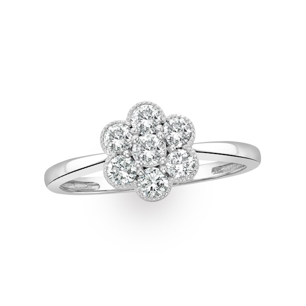 Lab Diamond Flower Ring 0.50ct H/Si in 9K White Gold - Image 3