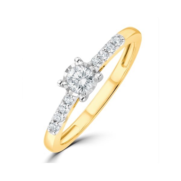 Lab Diamond Side Stone Engagement Ring 0.25ct H/Si in 9K Gold - Image 1