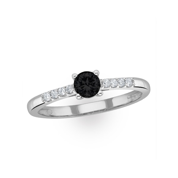 Black Diamond and Lab Diamond Engagement Ring 0.25ct in 9K White Gold - Image 3