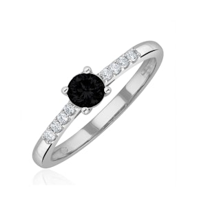 Black Diamond and Lab Diamond Engagement Ring 0.25ct in 9K White Gold