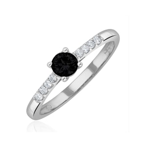 Black Diamond and Lab Diamond Engagement Ring 0.25ct in 9K White Gold