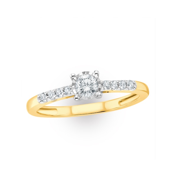 Lab Diamond Side Stone Engagement Ring 0.25ct H/Si in 9K Gold - Image 3