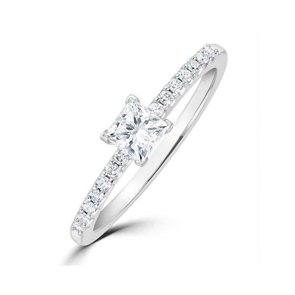 Princess Cut Lab Diamond Engagement Ring 0.25ct H/Si in 9K White Gold - Image 1