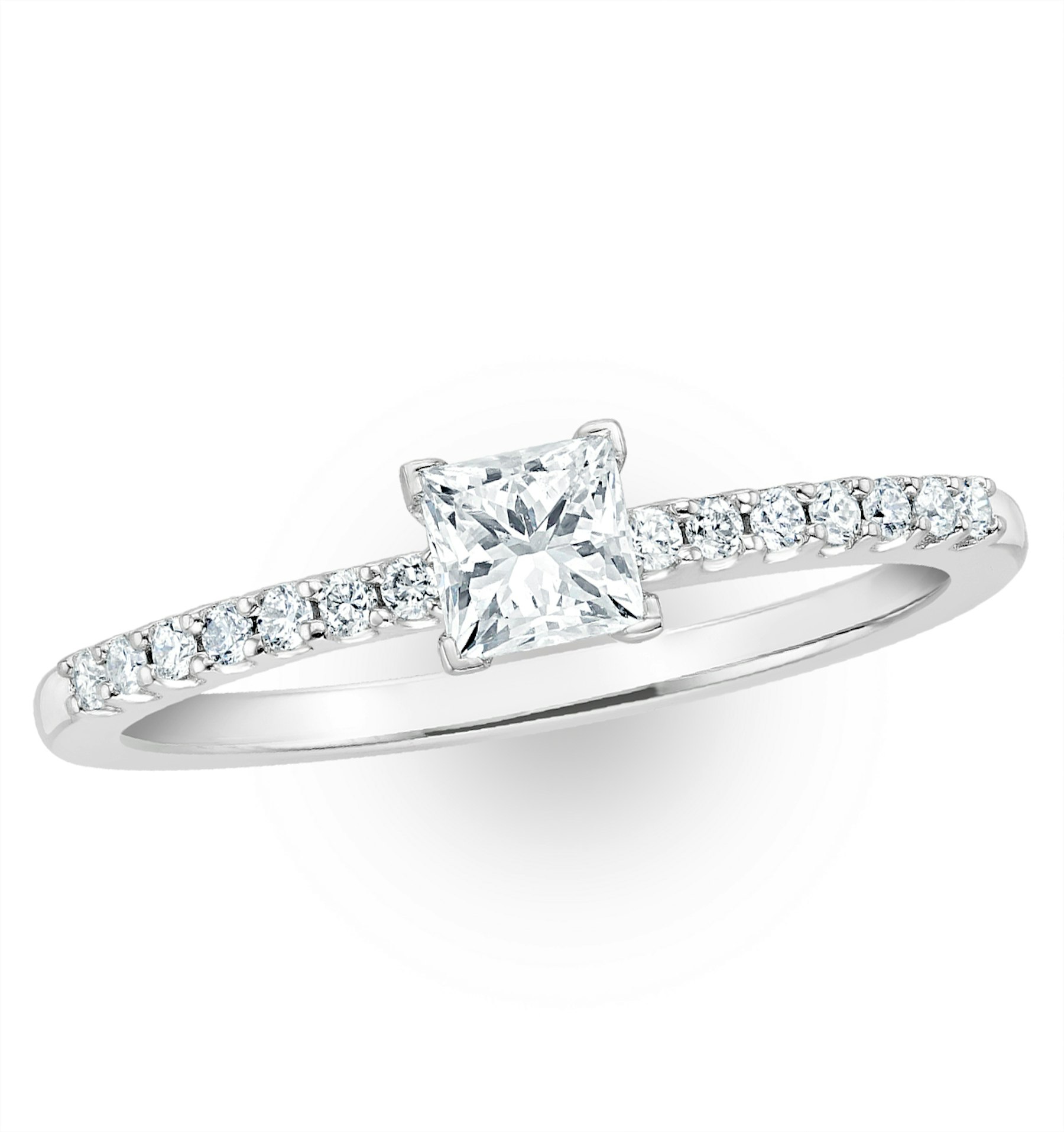 Princess Cut Lab Diamond Engagement Ring 0.25ct H/Si in 925 Silver