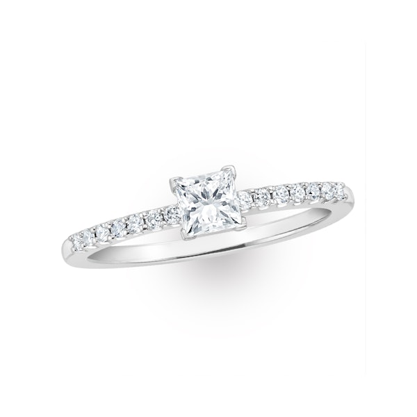 Princess Cut Lab Diamond Engagement Ring 0.25ct H/Si in 9K White Gold - Image 4