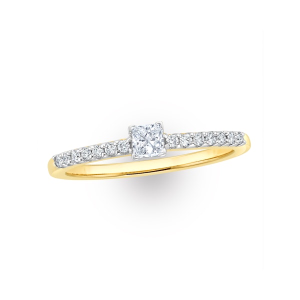 Princess Cut Lab Diamond Engagement Ring 0.25ct H/Si in 9K Gold - Image 4
