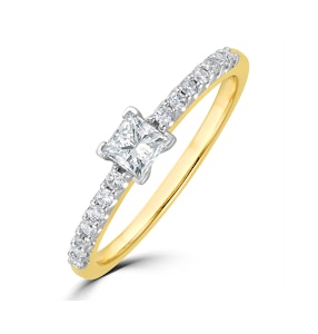 Princess Cut Lab Diamond Engagement Ring 0.50ct H/Si in 9K Gold