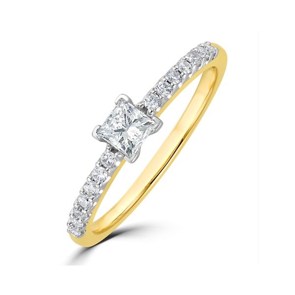 Princess Cut Lab Diamond Engagement Ring 0.50ct H/Si in 9K Gold - Image 1