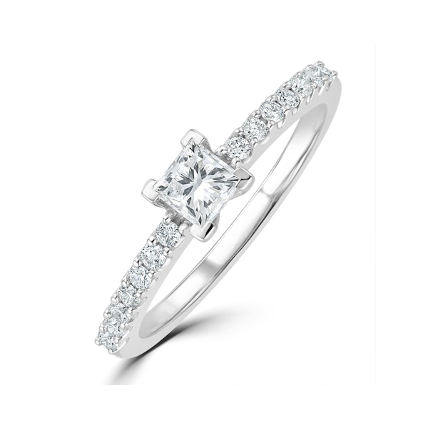 Princess Cut Lab Diamond Engagement Ring 0.50ct H/Si in 9K White Gold - Image 1