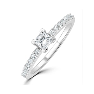 Princess Cut Lab Diamond Engagement Ring 0.50ct H/Si in 9K White Gold