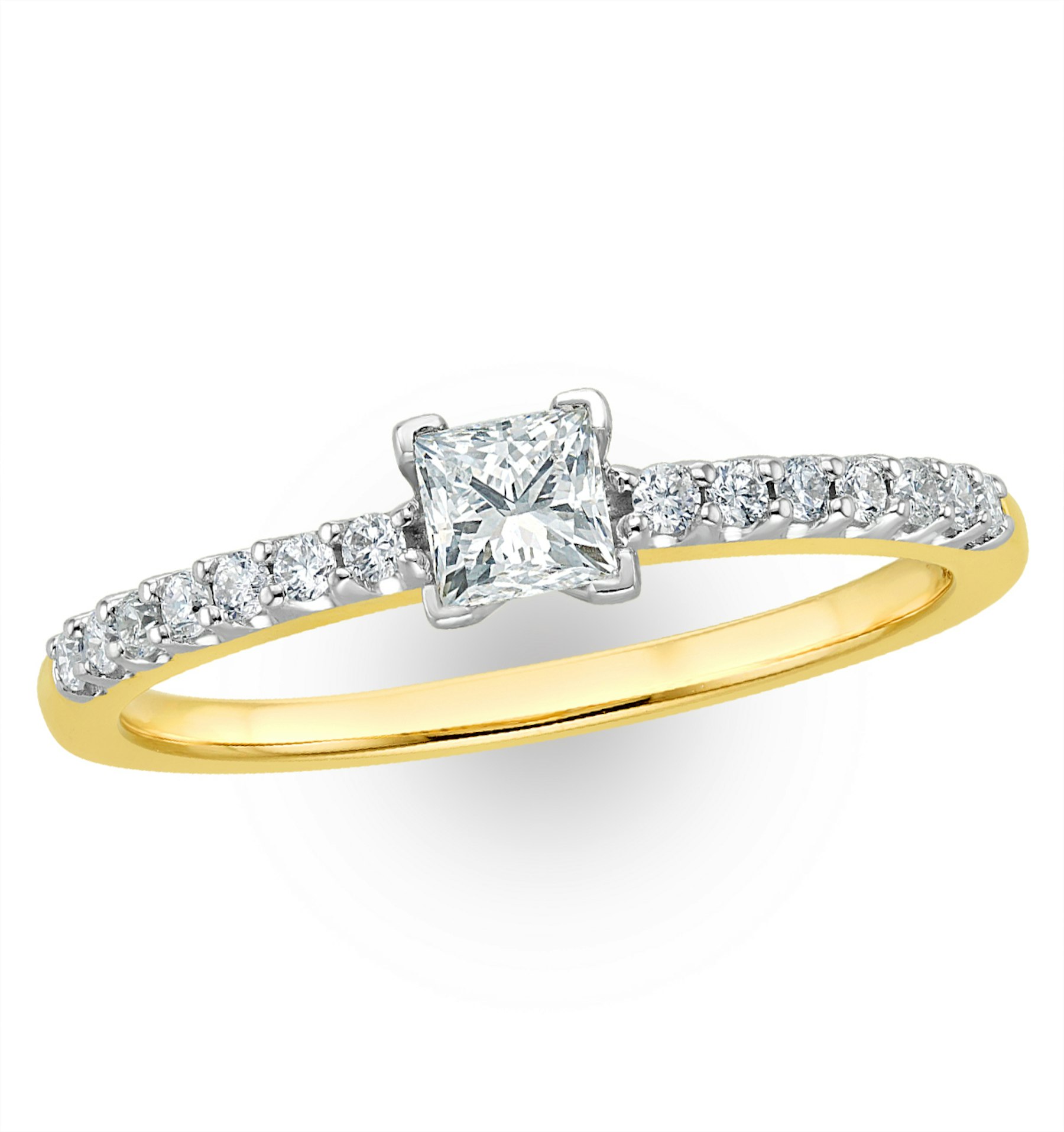 Princess Cut Lab Diamond Engagement Ring 0.50ct H/Si in 9K Gold