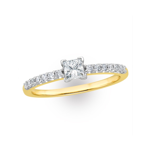 Princess Cut Lab Diamond Engagement Ring 0.50ct H/Si in 9K Gold - Image 4