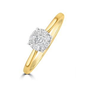 0.25ct Lab Diamond Cluster Solitaire Ring H/Si in 9K Gold