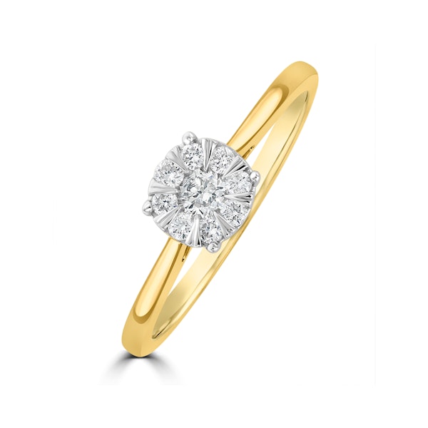 0.25ct Lab Diamond Cluster Solitaire Ring H/Si in 9K Gold - Image 1