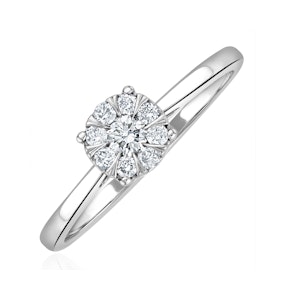 0.25ct Lab Diamond Cluster Solitaire Ring H/Si in 9K White Gold