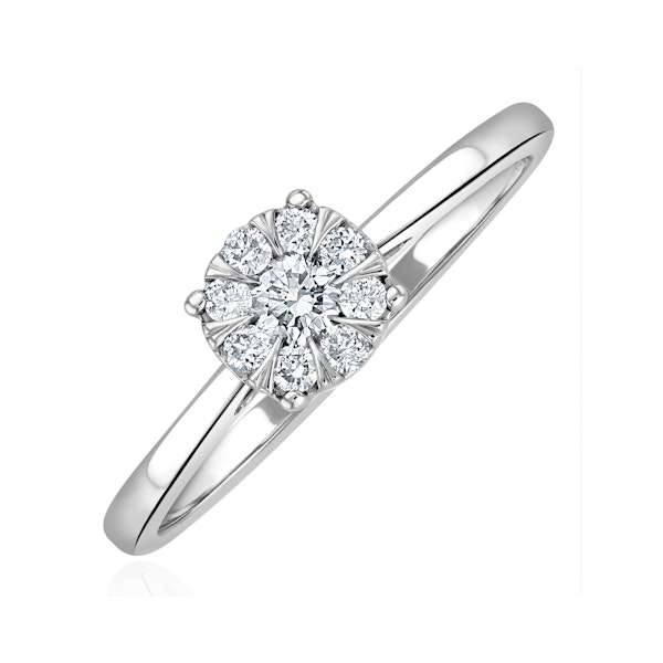 0.25ct Lab Diamond Cluster Solitaire Ring H/Si in 9K White Gold - Image 1
