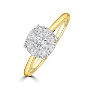 0.50ct Lab Diamond Cluster Solitaire Ring H/Si in 9K Gold